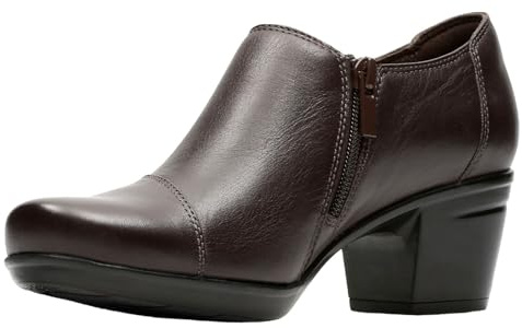 Clarks Women's Emslie Warren Zipper Ankle Boot, Dark Brown, 8