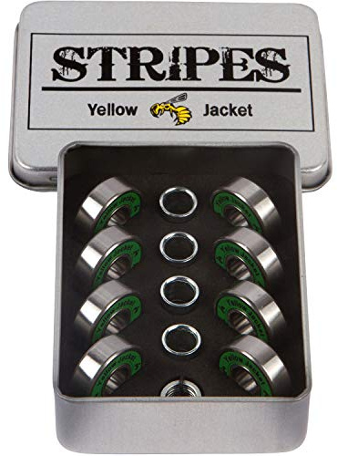 Yellow Jacket Premium Skateboard Bearings, Pro Longboard Bearings, 608, ABEC 9, Washers and Spacers, Jungle Green (Pack of 8)