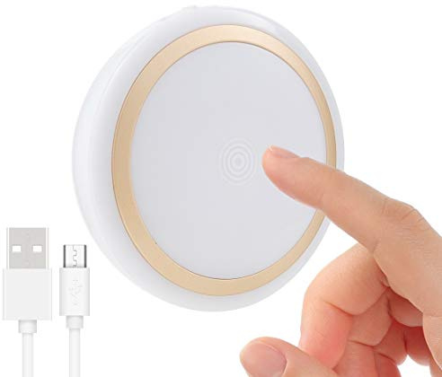 RTSU Wiederaufladbare Touch Lampe mit Timer, dimmbare Kinder Baby Kinderzimmer Nachtlicht Lampe, kabelloses Aufsteck LED Tap Licht für den Schrank, Helligkeits Speicher, warmweißes Licht
