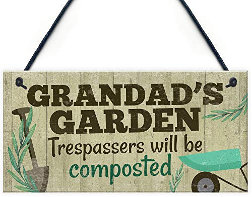 Red Ocean Grandad's Garden Plaque Garden Shed Summer House Sign Dad Fathers Day Gift For Him