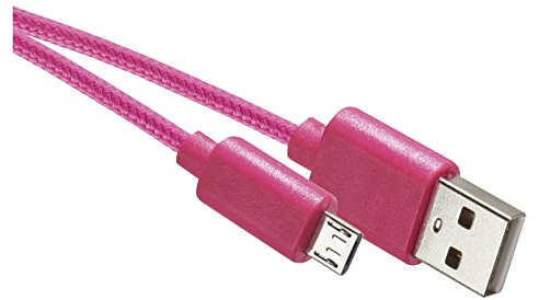 EMOS micro-USB Schnellladekabel auf USB-A 2.0, 480 Mbit/s Ladekabel Typ A auf micro-B für Schnelladen und Datenübertragung, 1 m, rosa