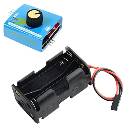 Wishiot 4-Zellen-AA-Batteriehalter mit JR-Anschluss + digitaler 3-Kanal-Servo-Tester ESC-Geschwindigkeitsregler-Checker CCPM-Servo-Konsistenz-Master für Hubschrauber, Auto, Boot, Roboter-Servo… (1)