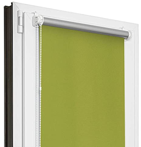 Estika Verdunklungsrollo Thermorollo ohne Bohren - 90 cm x 220 cm - Grün - 13 Stofffarben, Rollos für Fenster ohne Bohren, Klemmfix-Rollos für Innenfenster (90 cm Stoffbreite)