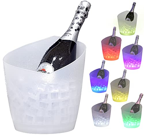 PeSandy Secchiello per Ghiaccio LED, 5L Portaghiaccio con Cambio di Colore Multiplo per Festival/Feste/Casa/Bar, Secchiello per Il Ghiaccio Impermeabile per Vino E Champagne (Sfumatura Colorata)