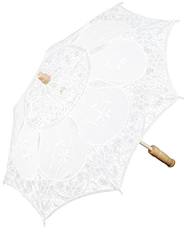 TOPINCN Grande Ombrello in Pizzo, Stile Occidentale Ombrello in Pizzo da Sposa Ombrellone per Banchetti Fotografia Scenica Forniture per Matrimoni Fotografia All'aperto (Bianco, Grande)
