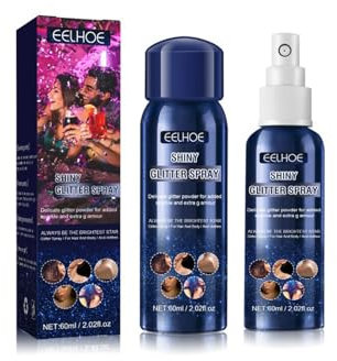 Biglumin Spray purpurina - Spray purpurina cuerpo y pelo, Glitter bar glitter maquillaje,Cosmético para Maquillaje Facial y Corporal,Muy Brillante en Polvo para.(60ml)