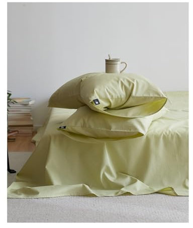 Bettlaken Betttuch Laken Leintuch Haustuch aus 100% langstapeliger Baumwolle ohne Gummizug Superweiches Atmungsaktives vielen Größen und Farben(Light Green,180x230cm)
