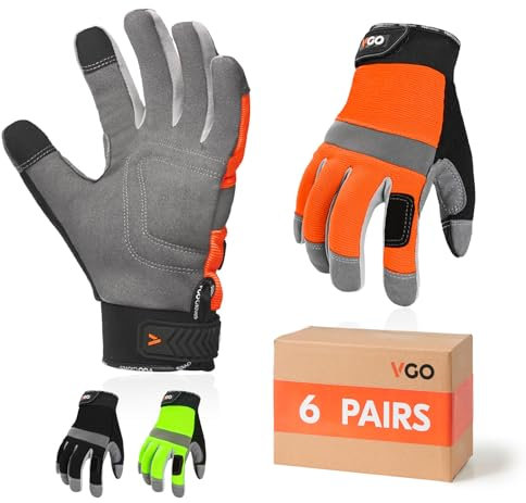 Vgo... 6 Pares Guantes de Trabajo de Invierno Impermeable Resistente a la Pantalla Táctil,Guantes Térmicos Protección Frío Almacén Congelador Almacén Construcción Conserje Montaje Mecánicos（SL7584