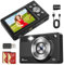 Digital Camara de Fotos, Compacta Camara Digital Vintage, Camera Fotografia con Tarjeta 32GB para Niños Principiantes Adulto, 2,8, 56MP, 1080P FHD, Dos Baterías (Negro)