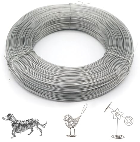 Fysaran Alambre para manualidades, 1 mm × 20 m, alambre para manualidades, joyas, alambre de aluminio plateado, para manualidades, joyas, floristería, decoración del hogar