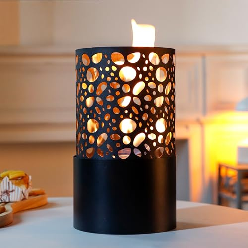 29 cm de Haut Brasero de Table en métal et Verre Noir pour la Décoration Intérieure