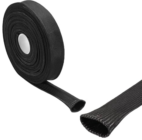 QUARKZMAN Isolerad kabelskydd, 15 mm/0,59 tum-10 m/33 fot hög temp glasfiberhylsa svart