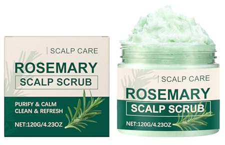 Gommage pour le cuir chevelu au romarin et au sel marin - Exfoliant nettoyant en profondeur pour éliminer les pellicules, le cuir chevelu gras et les résidus - Shampoing exfoliant clarifiant (1)