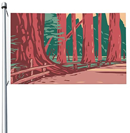 Secuoyas En La Avenida De Las Secuoyas De Humboldt Banderas Decorativas 90X150Cm Doble Cara Divertida Bandera De Temporada Banderas De Bienvenida Para Todas Las Estaciones Oficina Playa