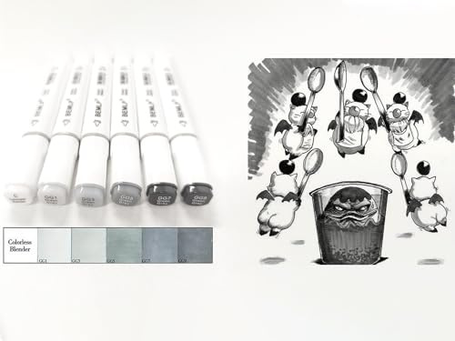 6 Colors Green gery style Grayscale Art Marker Pen Double-Ended Sketch Markers Alcohol Based Ink Neutral Gray Tones Art Supplies (6 Colors Green gery style)