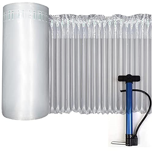 Bubble Cushioning Wrap Roll, 12 inch x144 Feet, Inflatable Air Pillow Column Wrap for heavy duty Packing and Moving, Large Bubble Wine Bottle Protector Breakable Shipping Supplies with Free Pump