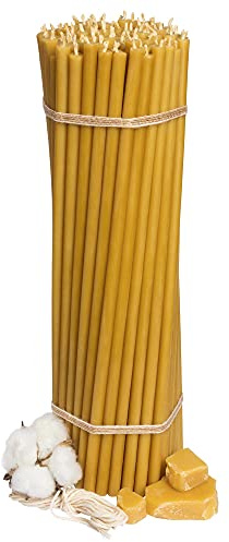 30–100 st. Honungsmjus-kollektion: Gul bivaxljus, vaxljus, bivaxljus, tunna stavljus, hushållsljus, set för ritualer L-29,5 cm Ø-8,5 mm, 150 min brinntid