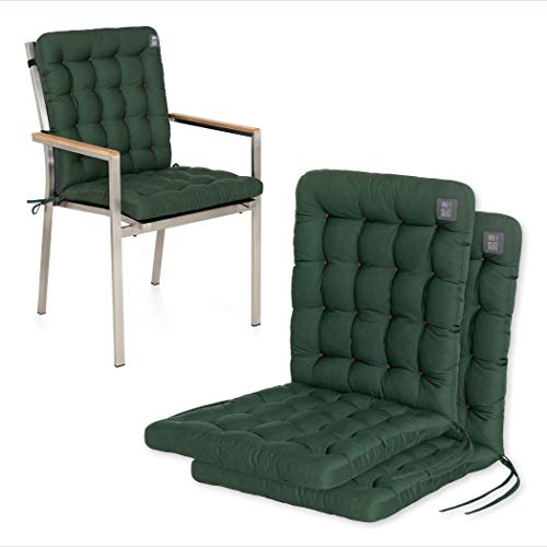 HAVE A SEAT Luxury | Gartenstuhlauflage Niedriglehner (2 St.) - Bequeme Sitzauflage Gartenstuhl - orthopädisch, wetterfest, waschbar bis 95° C - Made in Germany (2er Set - 100x48 cm, Moosgrün)