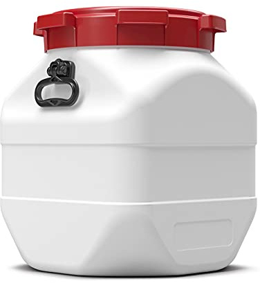 Curtec 40, 50,66, 80 Liter qadratisches Fass Vorratstonne Lagerfass Wassertonne dicht verschließbar für Lebensmittel geeignet (weiß, 50 Liter)