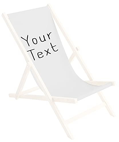 Ferocity Ersatz-Stoffbezug 131x44 cm Wechselbarer Liegestuhl Stoffbezug 100% Polyester für Holz-Liegestuhl Klappliegestuhl Personalisierbar Your Text Weiß [119]
