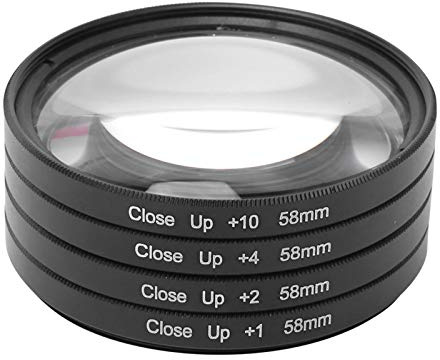 Annadue Macro Close Up Filter Set, Vetro Ottico Macro Close Up +1 +2 +4 +10 Kit Filtro Obiettivo 58mm, Accessorio Filtro Macro per Fotocamere/Nikon/