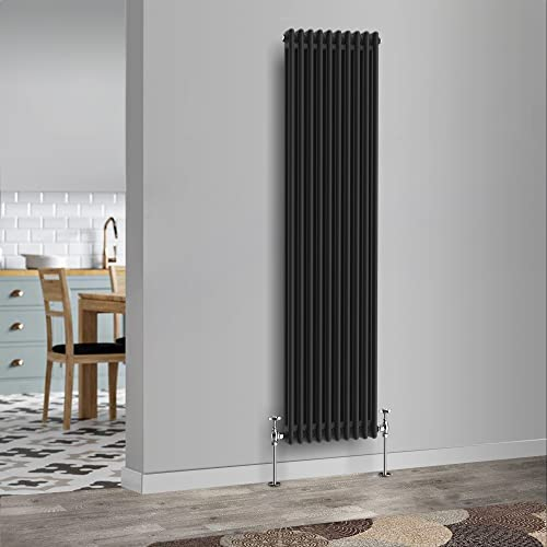 NRG 1800 x 470mm Traditional Black Vertical Cast Iron Style Radiator Double Panel