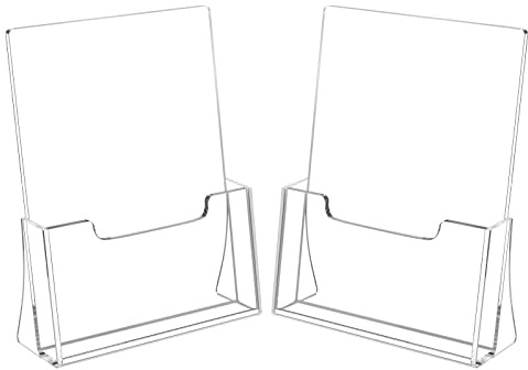 HIIMIEI Brochure Holder 8.5 x 11 inches, Acrylic Flyer Holder with 2 Pack, Plastic Stands for Displaying Magazines, Pamphlets, Literature, Brochures, Booklets, Menu