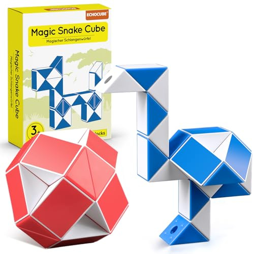 ECHOCUBE Cubo Serpente Magico, 2 Confezioni da 24 Parti Serpente Righello Twist Puzzle Regali per Feste, Giocattoli Fidget Educativi Creativi Serpente per Bambini/Adulti