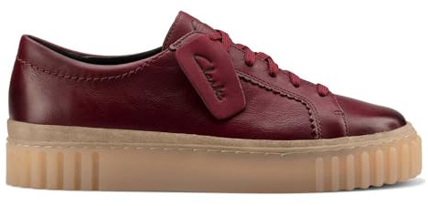 Clarks Tenis Mayhill Walk para Mujer, Piel Burdeos, 38 EU