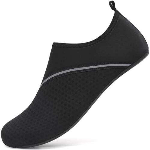 Mujer Hombre Zapatos de Agua Playa Escarpines Secado Rápido Antideslizante Zapatillas de Deportes Acuáticos Respirable Calzado de Yoga Buceo Swim Surf .(Negro,46 EU)