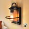AOLALA Dimmable Black Wall Lights with Faux-Wood, Farmhouse Wall Dimmer Lamp, Modern Wall Sconces with ON/Off Dimmer Switch, Rustic Wall Mounted Bathroom Vanity Light Fixtures for Indoor