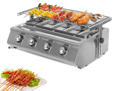 Comercial 4 Quemadores LPG Gas BBQ Barbacoa de Acero al Aire Libre Cocina Barbacoa Red 78 x 25 cm