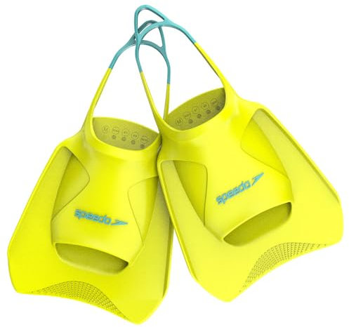 Speedo Unisex Erwachsene Biofuse Fitness Flosse | Schwimmtraining | Schwimmflosse | Flossen Trainingshilfen, Hyper Yellow/Cobalt/Emerald, M