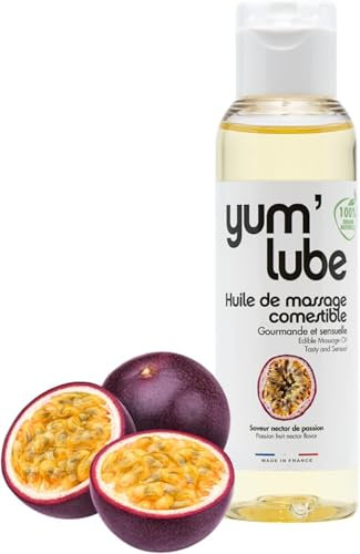 Yum'Lube | Olio Massaggio Sensuale E Lubrificante - Olio Per Massaggio Corpo Eccitante E Rilassante - Olio Corpo Profumato al Frutto della Passione - 100% Naturale, Bio, Comestibile - Made In France