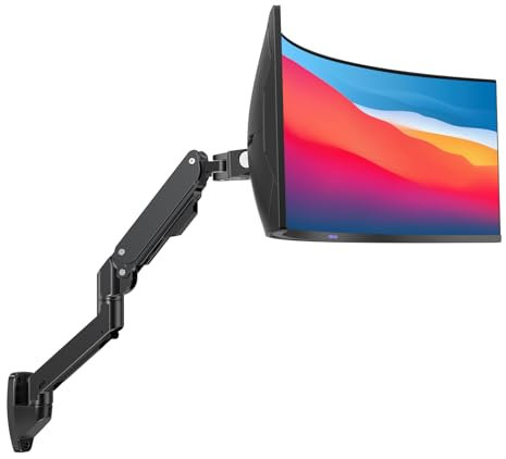 BEWISER Aluminum Heavy Duty Monitor Arm 49 Inches,Luxurious Wall Mount for 34-57 Screen,Support Up to 20kg,Ultrawide 57 Inch Monitor Arm Wall Mount,Black