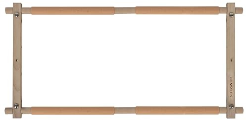 Marco giratorio para tapices Milward - 61 x 30,5 cm (24 x 12 pulgadas) con clip para bordado, punto de cruz, bordado y acolchado - Madera de haya