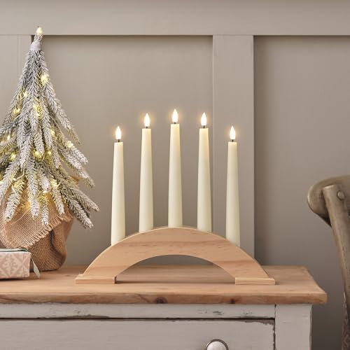 Lights4fun Christmas Indoor TruGlow® Flameless LED Candle Bridge Wooden Arch Battery Operated with Remote Control