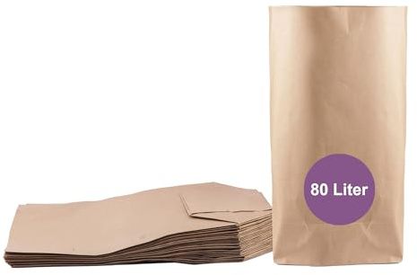ZURAS® Sacs poubelle papier 80 L, 25 pièces, pour déchets bio