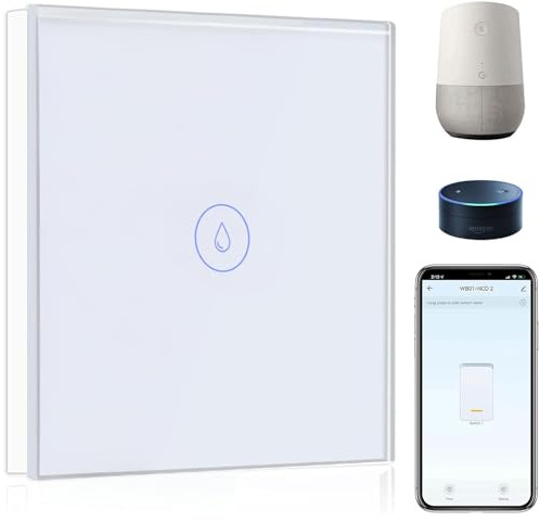 BSEED 40A Smart Interruttore per Scaldabagno, Interruttore per Scaldabagno con Amazon Alexa e Google Home, WiFi Interruttore per Scaldabagno con Touchscreen Bianco(Linea Neutra Necessaria)