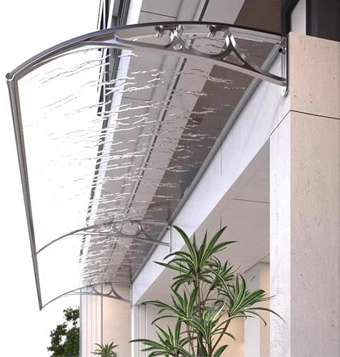 Moderna tettoia in policarbonato per porte, verande, finestre, copertura per la pioggia, curva per facciate di casa, 100 x 130 cm, protezione elegante e durevole