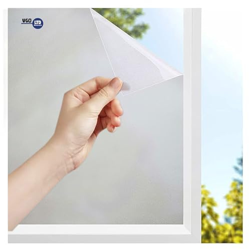 vgoltd Lámina esmerilada autoadhesiva para ventana, película de privacidad para ventanas y puertas de cristal, vinilo opaco efecto vidrio esmerilado para baño, oficina y hogar, película de privacidad