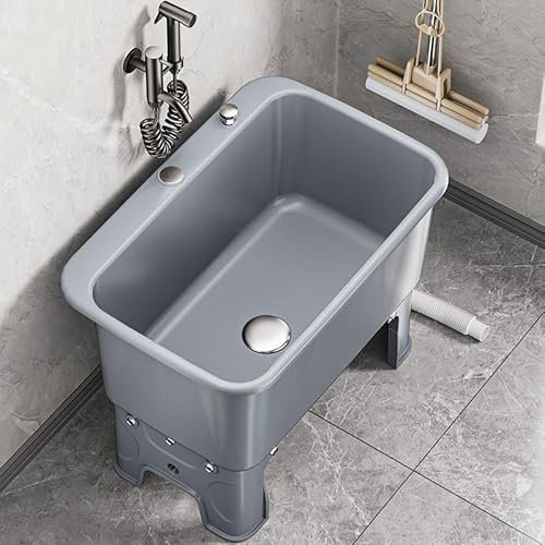Évier de Service pour Balai à Franges Commercial Éviers Utilitaires Bassin autoportant Profond de 26 cm pour buanderie Cuisine Salle de Bain Balcon Évier de Service pour Balai à Franges Noir
