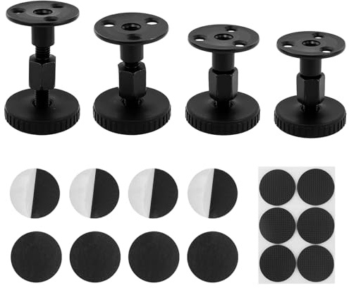 4 piedini regolabili, piedini regolabili per armadio, piedini regolabili da 27 a 45 mm, piedini regolabili in altezza con nastro biadesivo 300cm e cuscinetto antiscivolo, per tavoli,con 12 poggiapiedi