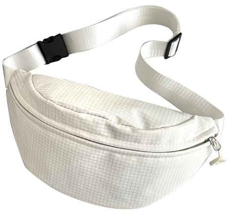 XSDSLS Bauchtasche für Damen Herren Nylon Crossbody Bag Gürteltasche Wasserdicht Hüfttasche Waist Fanny Pack mit Verstellbare Träger für Outdoor Sport Reisen (Weiß)