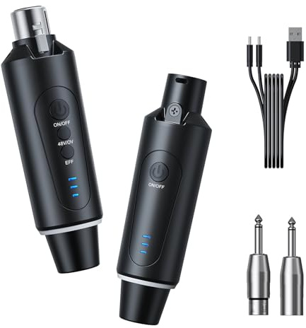 Yinker 2.4G XLR Microfono Wireless Trasmettitore Ricevitore 1 a 1 Microfono Senza Fili per Microfono Dinamico Microfono a Condensatore 50-100m per Canto/Discorso Pubblico
