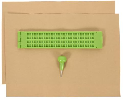WRITWAA Braille Writing and Stylus Kit Reusable Plastic Braille Writing for Blind Portable Board Set with Pen and 2 Paper Sheets for Learning and Daily