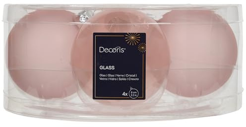Kaemingk Weihnachtskugeln Glas 8cm 4 Stück - matt & glänzend transparent - Große Christbaumkugeln Weihnachtsbaumkugeln für Weihnachten - Christbaumschmuck & Weihnachtsbaumschmuck - Rosa transparent