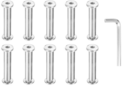 PATIKIL M6x6mm Hex Chicago Screws 8x40mm, 10Pcs 304 Stainless Steel Metric Hex Drive Socket Cap Binding Post Screw Posts for Scrapbook Leather Belt Album Furniture Repair, Silver