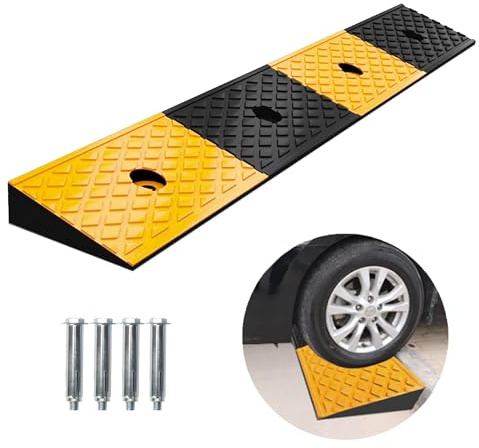 uyoyous Rampe Voiture en Caoutchouc, Rampes de Trottoir avec 4 Boulons, Rampes de Seuil pour Voiture, Camion, Moto, Fauteuil Roulant, 100 x 15 x 5 cm