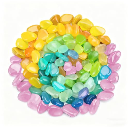 KIRVOS 100 Piedras Luminosas – Guijarros Luminosos & Piedras Decorativas Luminosas Jardín, Brillantes en la Oscuridad para Jardín, Ideales para Niños y Decoración de Exteriores